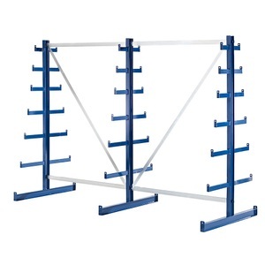 EUROKRAFT, EUROKRAFT Kragarmregal mit nach oben verjüngender Kragarm-Länge Regallänge 2700 mm zweiseitig, enzianblau, eurokraft pro Kragarmregal mit nach oben verjüngender Kragarm-Länge, Regallänge 2700 mm, zweiseitig, enzianblau