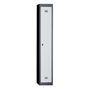 Wolf, Wolf Stahlspind, zerlegt 1 Abteil, Höhe 1700 mm, Breite 300 mm, 1 Hutboden, 1 Kleiderstange Grundelement, anthrazitgrau / lichtgrau, Wolf Stahlspind Hamburg, 1 Abteil, Breite 300 mm, Grundelement, anthrazitgrau / lichtgrau