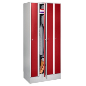 Wolf, Wolf Raumspar-Schrank 4 Abteile, Schrankbreite 800 mm feuerrot RAL 3000, Raumspargarderobe, Abteilbreite 200 mm, abschliessbar, 4 Abteile, rot