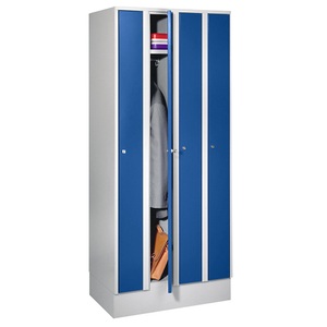 Wolf, Wolf Raumspar-Schrank 4 Abteile, Schrankbreite 800 mm enzianblau RAL 5010, Raumspargarderobe, Abteilbreite 200 mm, abschliessbar, 4 Abteile, enzianblau