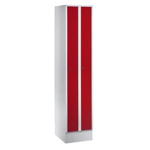 Wolf, Wolf Raumspar-Schrank 2 Abteile, Schrankbreite 400 mm feuerrot RAL 3000, Raumspargarderobe, Abteilbreite 200 mm, abschliessbar, 2 Abteile, rot