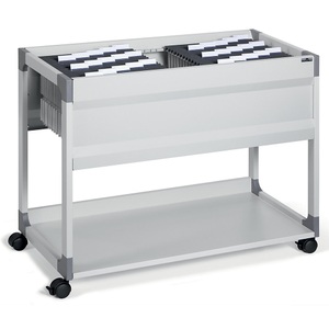 Durable, DURABLE Hängemappenwagen für 100 Mappen, 1 Etage, 1 Ablageboden lichtgrau, Hängemappenwagen für 100 Mappen + Aktenordnerablage, grau