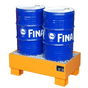 undefined, Stahl-Auffangwanne für 60-l-Fass LxBxH 800 x 500 x 290 mm lackiert orange RAL 2000, mit Gitterrost, Auffangwanne aus Stahl, 2x 60 l, Auffangvolumen 61 l, inkl. Gitterrost, gelborange