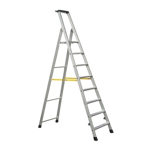 Zarges, ZARGES Stufenleiter klappbar, einseitig begehbar mit Ablageschale, für leichten Einsatz 8 Stufen inkl. Plattform, ZARGES 42458 Aluminium Stufen-Stehleiter klappbar 10.2 kg