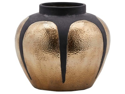 undefined, Gold-Schwarz Gehämmert H: 24 cm, Gold-Schwarz Gehämmert H: 24 cm