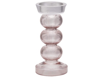 Schubiger, Kerzenständer Glas Mauve H: 29 cm, Glas Mauve H: 29 cm