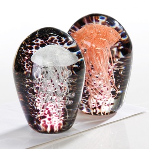 Qualle Glas Rot-Schwarz H: 11 cm