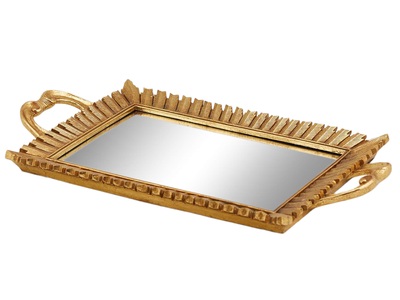 Schubiger, Tablett Spiegel Gold H: 4 cm, 