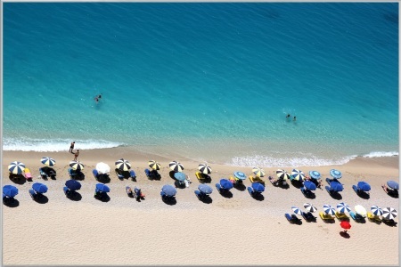 image LAND, image LAND Bild mit Rahmen Sonnenschirme am Strand  | Schubiger Möbel