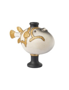 Kugelfisch Weiss Gold H: 20 cm
