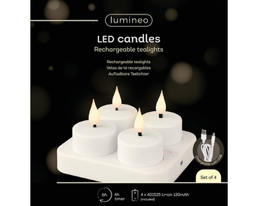 4tlg, Set, Teelichter Led, Wiederaufladbar H: 5 cm