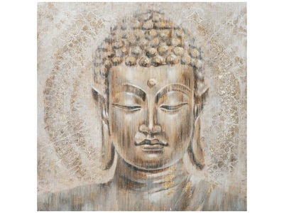 Schubiger, Bild Buddha, Alldecor - Bild ARTE - braun/sandbraun/crème - Textil - 3.5/100/100 cm