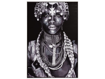Alldecor, Alldecor - Bild ARTE - Textil - schwarz/weiss - 5.5/82/122 cm, Afrikanische Schönheit mit Schmuck