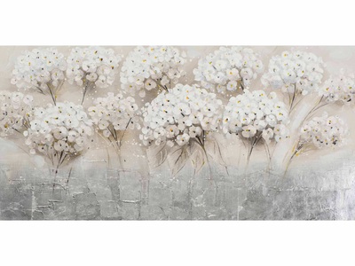 Schubiger, Schubiger Bild Weisse Blumen, XXXLutz Bild 70/140 cm , Bild Blume , Silberfarben, Beige , Holz , Tanne , 70 cm , Echtholz , 003442001401