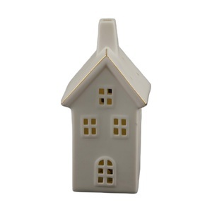 Haus Aus Porzellan, Weiss Gold H: 17 cm