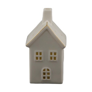 Haus Aus Porzellan, Weiss Gold H: 13 cm