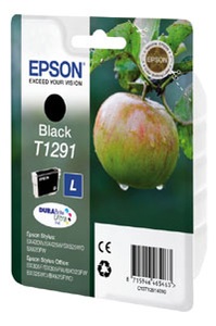 Epson, Original Tintenpatrone schwarz Epson T1291, C13T129140, Epson E129 Druckerpatronen XL bk - Epson T1291 bk, C13T12914011 für z.B. Epson Stylus Office BX 925 FWD, Epson Stylus Office B 42 WD