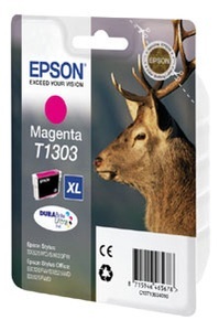 Epson, Original Tintenpatrone magenta Epson T1303, C13T130340, Epson E130 Druckerpatronen XL ma - Epson T1303 m, C13T13034010 für z.B. Epson Stylus Office BX 925 FWD, Epson Stylus Office B 42 WD