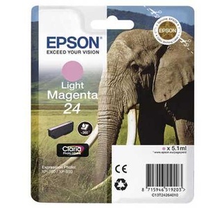 Epson, Original Tintenpatrone light magenta Epson No. 24 lm, T2426, Epson E24lm Druckerpatronen mali - Epson No. 24 lm, C13T24264010 für z.B. Epson Expression Photo XP -55, Epson Expression Photo XP -750