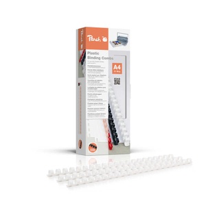 Peach, Peach Binderücken 10mm, für je 65 Blatt A4, weiss, 100 Stück - PB410-01, Peach Binderücken 10mm, für je 65 Blatt A4, weiss, 100 Stück