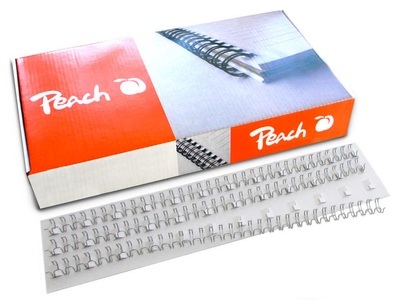 Peach, Peach Drahtbinderücken Easy-Wire, 8mm, silber, 3:1, 34 Ringe A4, 100 Stk. PW079-10, Peach Drahtbinderücken Easy-Wire, 8mm, silber, 3:1, 34 Schlaufen A4, 100 Stk.