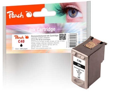 Peach, Peach Druckkopf schwarz kompatibel zu Canon 0615B001, Peach C40 BK Druckkopf bk ersetzt Canon PG-40BK, 0615B001 für z.B. Canon Fax JX 200, Canon Fax JX 210 P, Canon Fax JX 500, Canon Fax JX 510 P