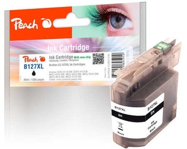 Peach, Peach Tintenpatrone schwarz XL, kompatibel zu Brother LC-127XL, Peach B127 XLBK Druckerpatrone XL bk ersetzt Brother LC-127XLBK für z.B. Brother MFCJ 4410 DW, Brother DCPJ 4110 DW, Brother DCPJ 4110 W