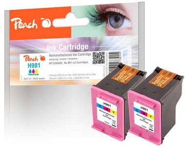 Peach, Peach Doppelpack Druckköpfe color kompatibel zu HP No. 901, CC656AE, 