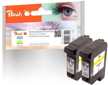 Peach, Peach Doppelpack Druckköpfe gelb kompatibel zu HP No. 50, 51650YE, 