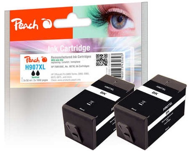 Peach, Peach Doppelpack Tintenpatrone schwarz HC kompatibel zu HP No. 907XL, T6M19AE, Peach Doppelpack Tintenpatrone schwarz HC kompatibel zu HP No. 907XL, T6M19AE
