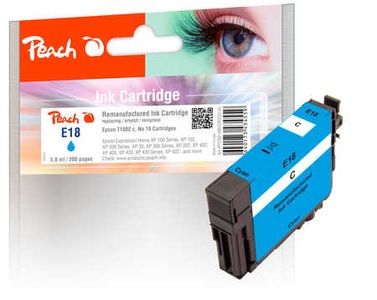 Peach, Peach Tintenpatrone cyan kompatibel zu Epson No. 18 c, T1802, Peach E18 c Druckerpatrone cy ersetzt Epson No. 18 c, C13T18024010 für z.B. Epson Expression Home XP -100, Epson Expression Home XP -102