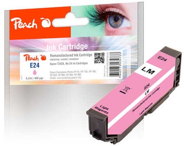 Peach, Peach Tintenpatrone light magenta kompatibel zu Epson No. 24 lm, T2426, Peach E24 lm Druckerpatrone mali ersetzt Epson No. 24 lm, C13T24264010 für z.B. Epson Expression Photo XP -55, Epson Expression Photo XP -750