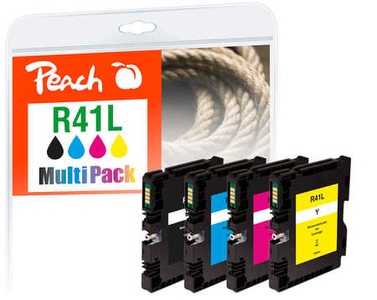 Peach, Peach Spar Pack Tintenpatronen kompatibel zu Ricoh GC41L, Peach R41 4 Druckerpatronen (bk, c/m/y) ersetzt Ricoh GC41L, 405765, 405767, 405768 für z.B. Ricoh Aficio SG 2100 n, Ricoh Aficio SG 3100
