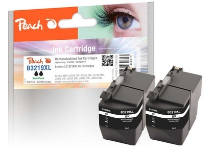 Peach, Peach Doppelpack Tintenpatronen schwarz kompatibel zu Brother LC-3219XLBK*2, 