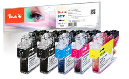 Peach Spar Plus Pack Tintenpatronen kompatibel zu Brother LC-3211