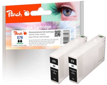 Peach double pack ink cartridges black, compatible with Epson No. 79, T7911 * 2