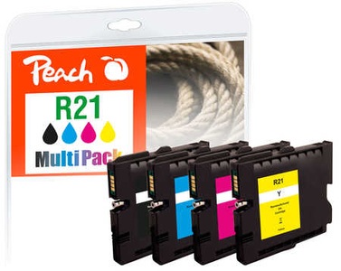 Peach, Peach Spar Pack Tintenpatronen kompatibel zu Ricoh GC21, Peach R21 4 Druckerpatronen (bk, c/m/y) ersetzt Ricoh GC21, 405532, 405533, 405534, 405535 für z.B. Ricoh Aficio GX 2500, Ricoh Aficio GX 3000