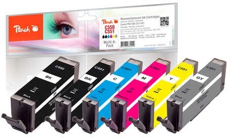 Peach Spar Pack mit grau Tintenpatronen, kompatibel zu Canon PGI-550, CLI-551