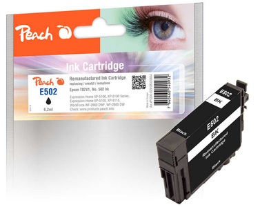 Peach, Peach Tintenpatrone schwarz kompatibel zu Epson T02V1, No. 502 bk, Peach E502 BK Druckerpatrone bk ersetzt Epson No. 502BK, C13T02V14010 für z.B. Epson Expression Home XP -5100, Epson Expression Home XP -5105