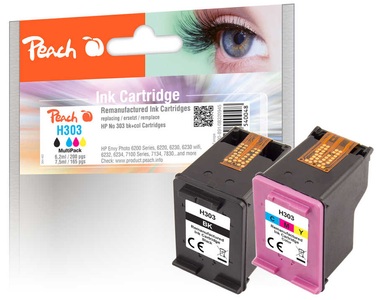 Peach, Peach Spar Pack Druckköpfe kompatibel zu HP No. 303, 3YM92A, Peach HP 303 2 Druckköpfe (bk, col) ersetzt HP No. 303, 3YM92A für z.B. HP Envy Photo 7830, HP Envy Photo 6230 wifi, HP Envy Photo 6220, HP Tango