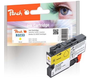 Peach, Peach Tintenpatrone gelb kompatibel zu Brother LC-3233Y, Peach B3233 Y Druckerpatrone ye ersetzt Brother LC-3233Y für z.B. Brother DCPJ 1100 DW, Brother MFCJ 1300 DW