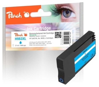 Peach, Peach H963XLC Druckerpatrone XL cy ersetzt HP No. 963XL C, 3JA27AE für z.B. HP OfficeJet Pro 9022 e, HP OfficeJet Pro 9012 e, HP OfficeJet Pro 9010, Peach Toner HP No. 963XL C, 3JA27AE Cyan