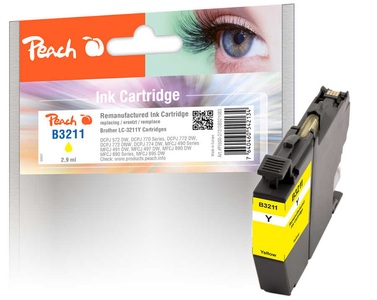 Peach, Peach Brother LC-3211, yel, PEA, REM, FW, Peach B3211 Y Druckerpatrone ye ersetzt Brother LC-3211Y für z.B. Brother DCPJ 572 DW, Brother DCPJ 774 DW, Brother MFCJ 895 DW, Brother MFCJ 497 DW