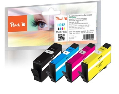 Peach, Peach Spar Pack Tintenpatronen kompatibel zu HP No. 912, 6ZC74AE, Peach Tinte HP No. 912 Multi-Pack Black/Cyan/Magenta/Yellow