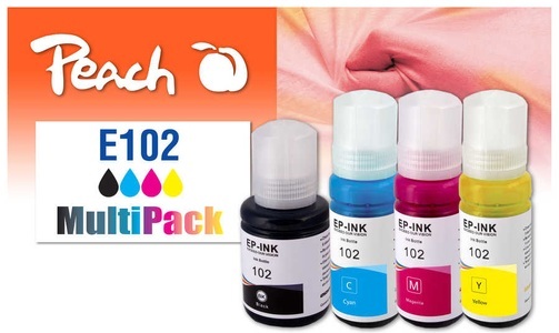 Peach, Peach Spar Pack Tintenpatronen kompatibel zu 102, T03R1, T03R2, T03R3, T03R4, Peach Tinte Epson CISS 102 Multi-Pack C, M, Y, BK