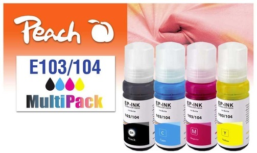 Peach, Peach Spar Pack Tintenpatronen kompatibel zu 104, T00P1, T00P2, T00P3, T00P4, Peach Tinte Epson CISS 103/104 Multi-Pack C/M/Y/BK