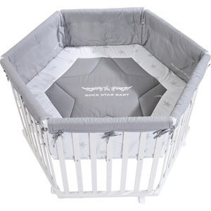 Roba, roba Laufgitter 6-eckig weiß Rock Star Baby, roba® Laufgitter »Rock Star Baby, 6-eckig, weiss«, bis 15 kg, mit Stoffeinlage und Nestchen; Rollen, höhenverstellbar