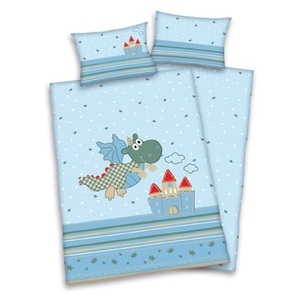 undefined, Linon Kinder-Wendebettwäsche Kleiner Drache, Baby Best Babybettwäsche »Kleiner Drache«, mit niedlichem Motiv