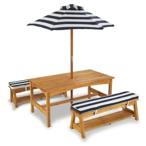 Kidkraft, KidKraft Gartentischset mit Bank, Kissen und Sonnenschirm, 