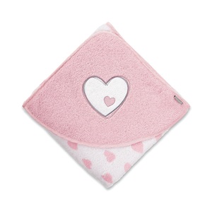 Sterntaler, Sterntaler Kapuzenhandtuch EMMI GIRL (100x100) mit Herzchen in weiß/rosa, Kapuzenhandtuch EMMI GIRL (100x100) mit Herzchen in weiss/rosa